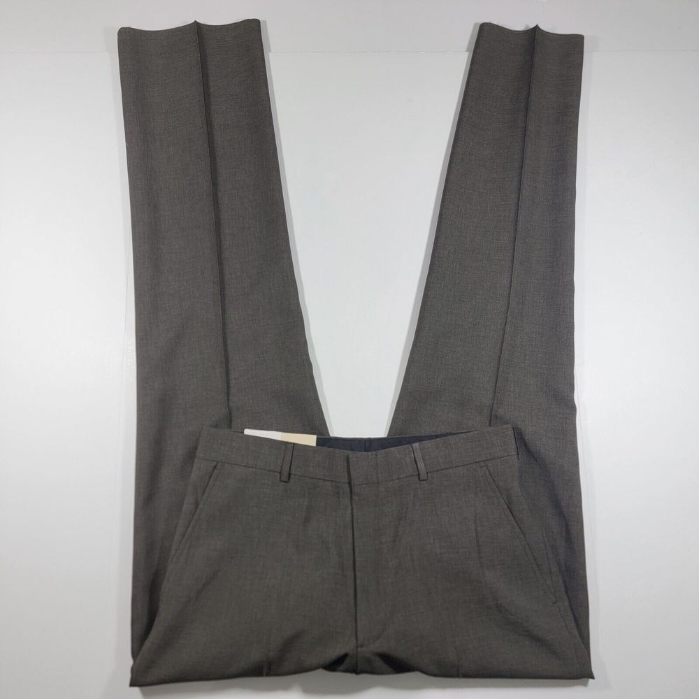Doc Amelia by Cintas‎ Men's Dress Pants Flat Front Brown Plaid Polyester 38R